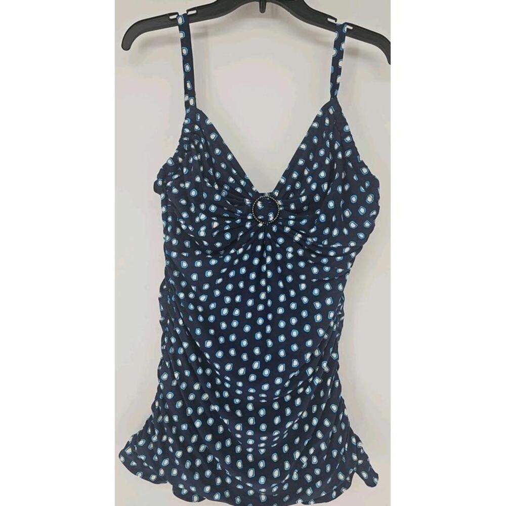 Coco Reef Swimsuit Skirt 38DD Navy Polka Dot‎